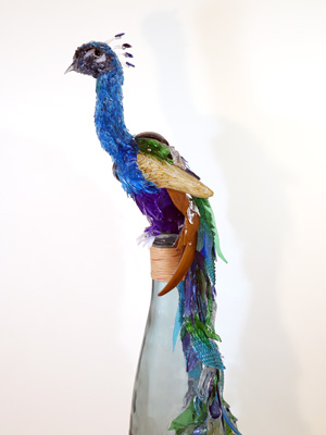 Alejandro Peacock glass sculpture