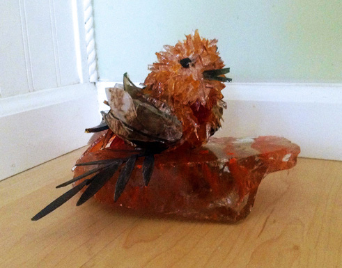 Autumn Orange Bird glass sculpture