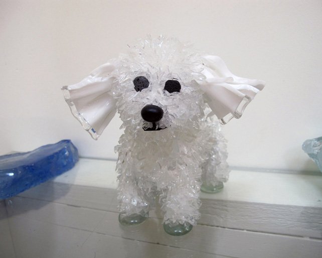 Bebe Curly-Eared Poodle glass sculpture