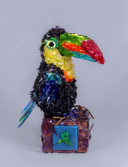 Bird of Paradise Toucan glass sculpture