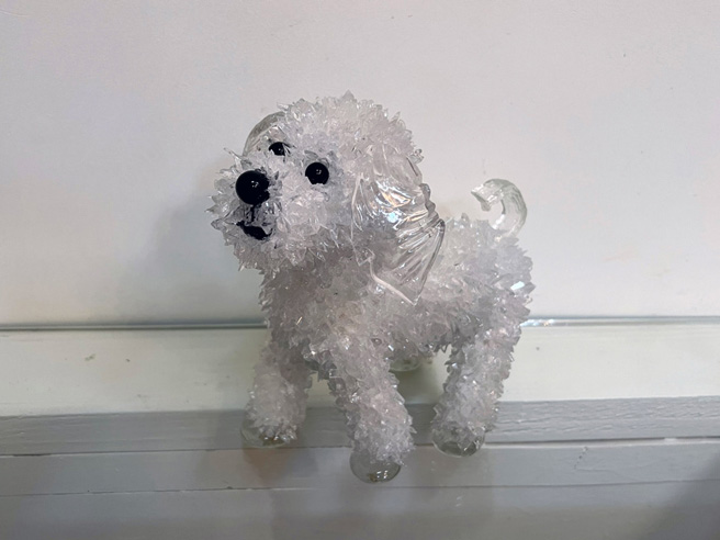 Bitsy Poodle Mix glass sculpture