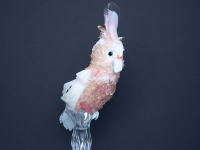 Blush Pink Cockatoo glass sculpture