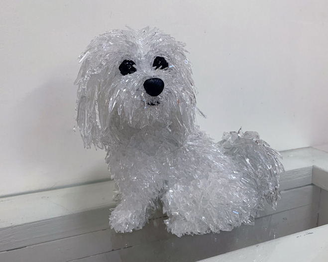 Bogey Maltese glass sculpture