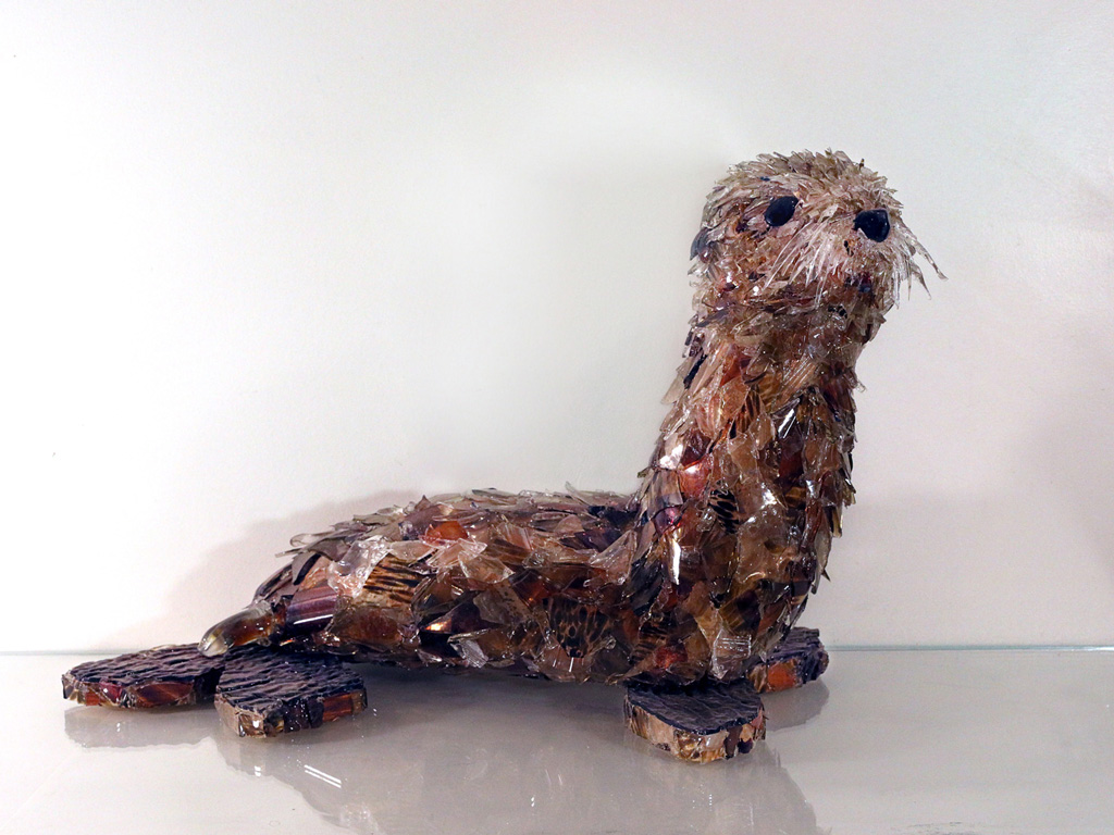 Calypso Baby Galapagos Fur Seal glass sculpture