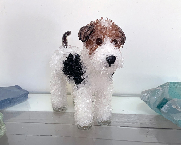 Curly Wire Hair Terrier glass sculpture