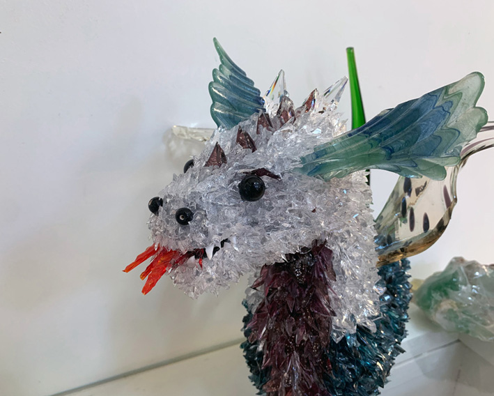 Dog in a Dragon Suit If it weren't for his bark, nobody would know glass sculpture