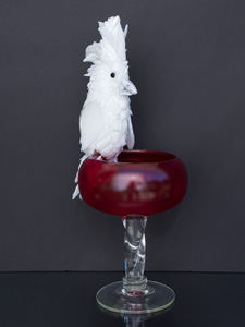 Fiona White Umbrella Cockatoo glass sculpture