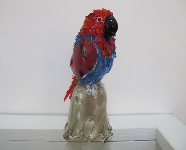 Guru Red Eclectus Parrot glass sculpture