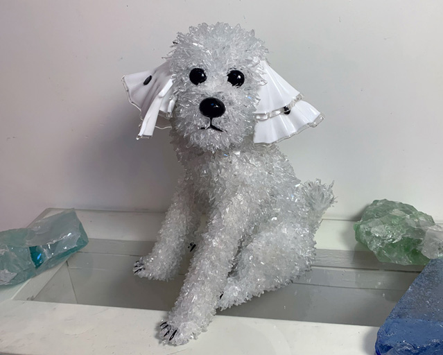 Maisey Large White Poised Dog glass sculpture