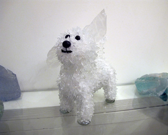 Matisse White, single-floppy ear dog glass sculpture