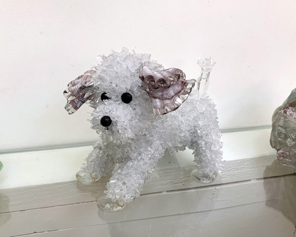 Petal Ruffled ear dog glass sculpture