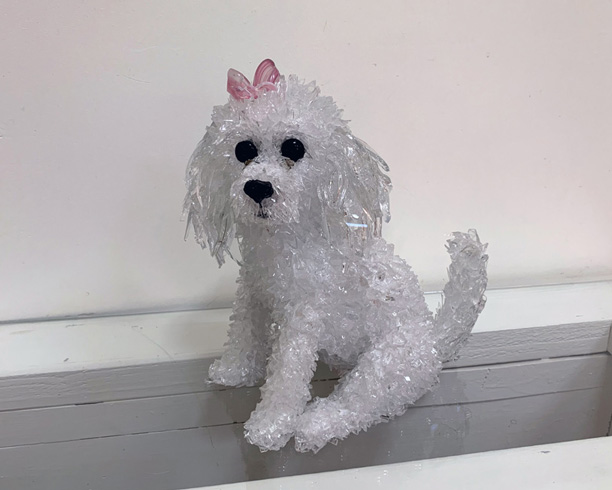 Piper The Poodle White Toy Poodle glass sculpture