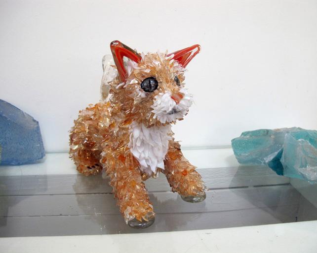 Piper Small, Orange and White Tabby glass sculpture