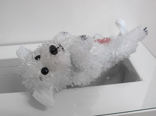 Poppy White Terrier glass sculpture