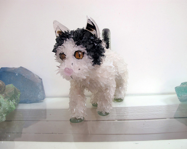 Rambo Small Walking Cat glass sculpture