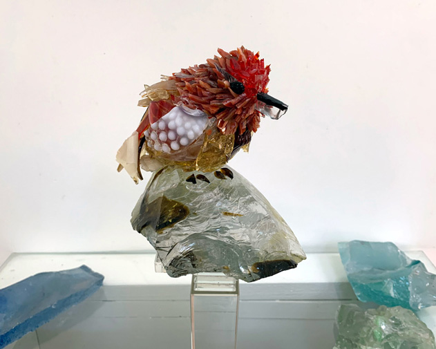 Razz Red Bird glass sculpture