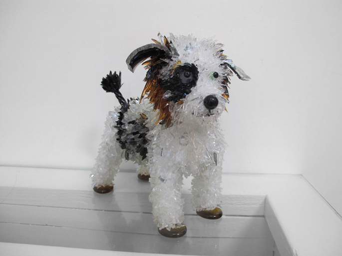 Scooter Australian Shepherd Mix glass sculpture