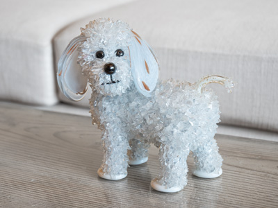 Smiffy Gray poodle glass sculpture
