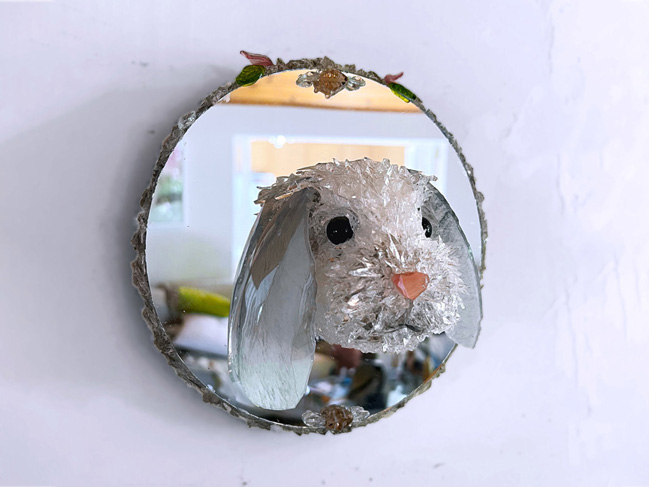 Snowball Bunny glass sculpture