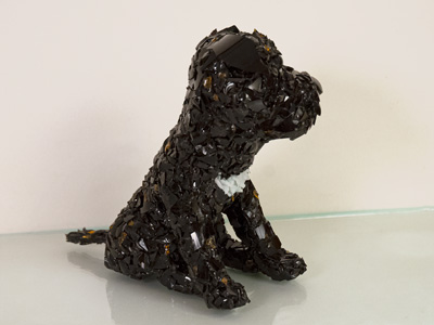 Theo Pitbull Rottweiler Mix glass sculpture