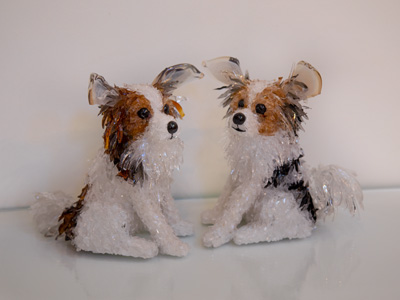 Tula and Kiki Two Papillons glass sculpture