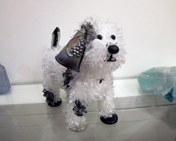 Wilbur Black and white spotted dog glass sculpture