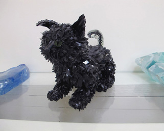 Winston Black Cat with Green Eyes glass sculpture