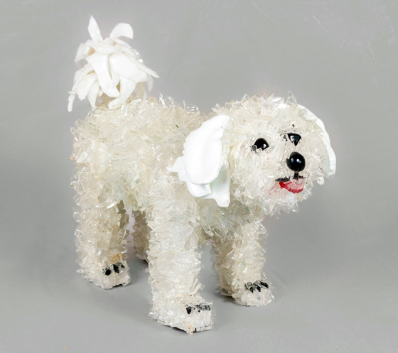 Wolf Large White Dog glass sculpture